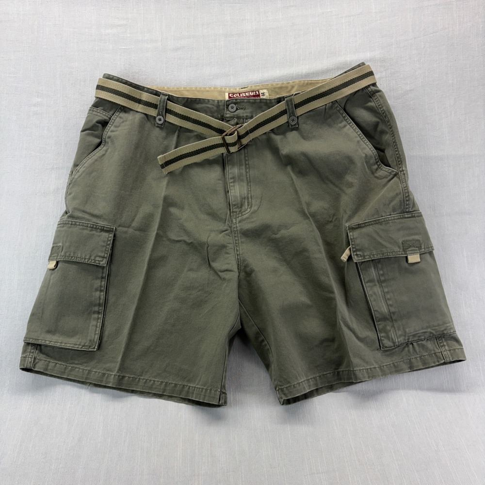 Coliseum Cargo Shorts Mens 44 Active Outdoor Lifestyle Olive Green With Belt